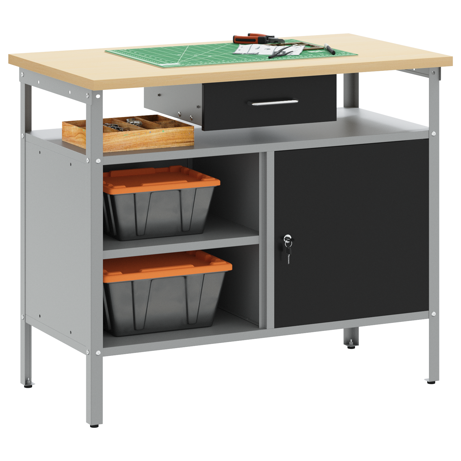 Arbeidsbenk Svart og grå 100 x 55 x 85 cm Pulverlakkert stål