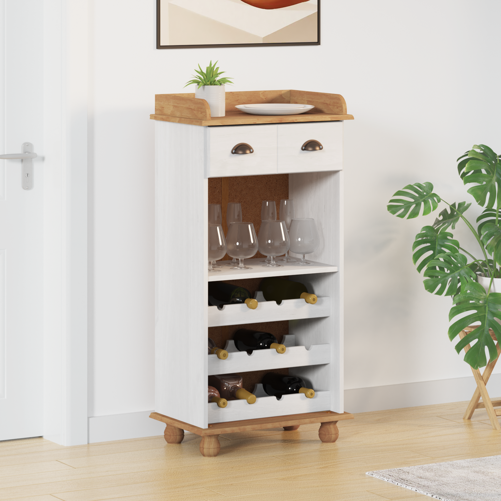 Vinskap ASKIM Hvit 57 x 37 x 114 cm Heltre furu