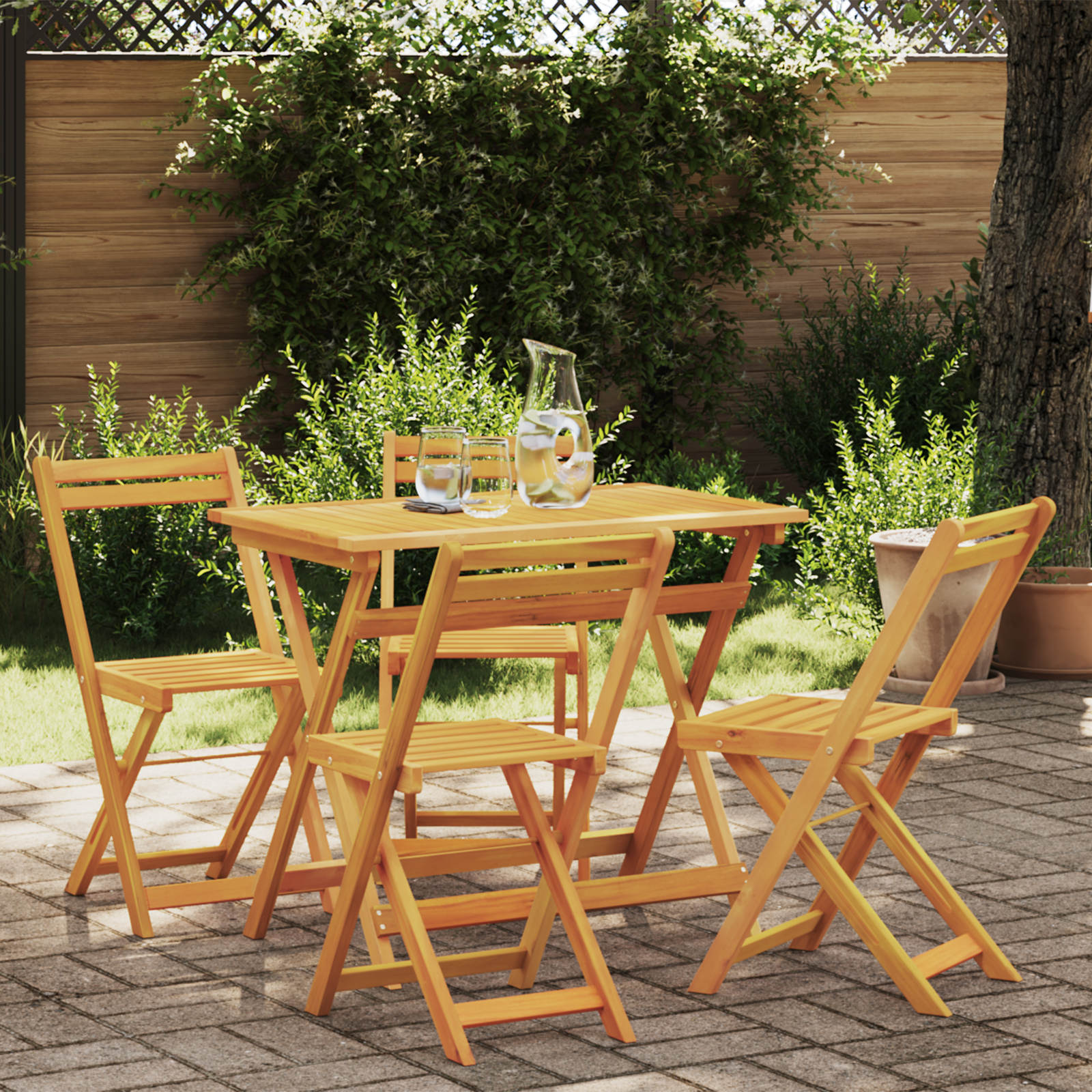 Bistrosett 5 pcs Brun heltre akasie