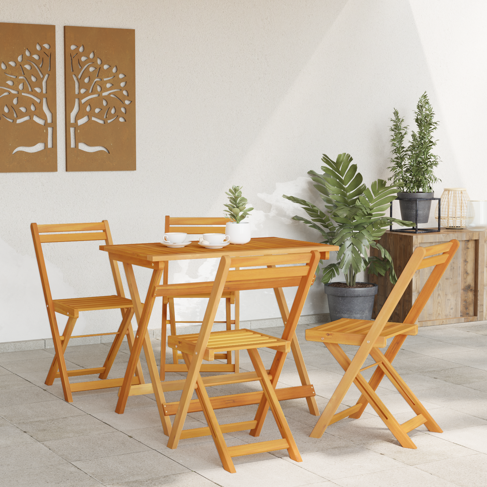 Bistrosett 5 pcs Brun heltre akasie