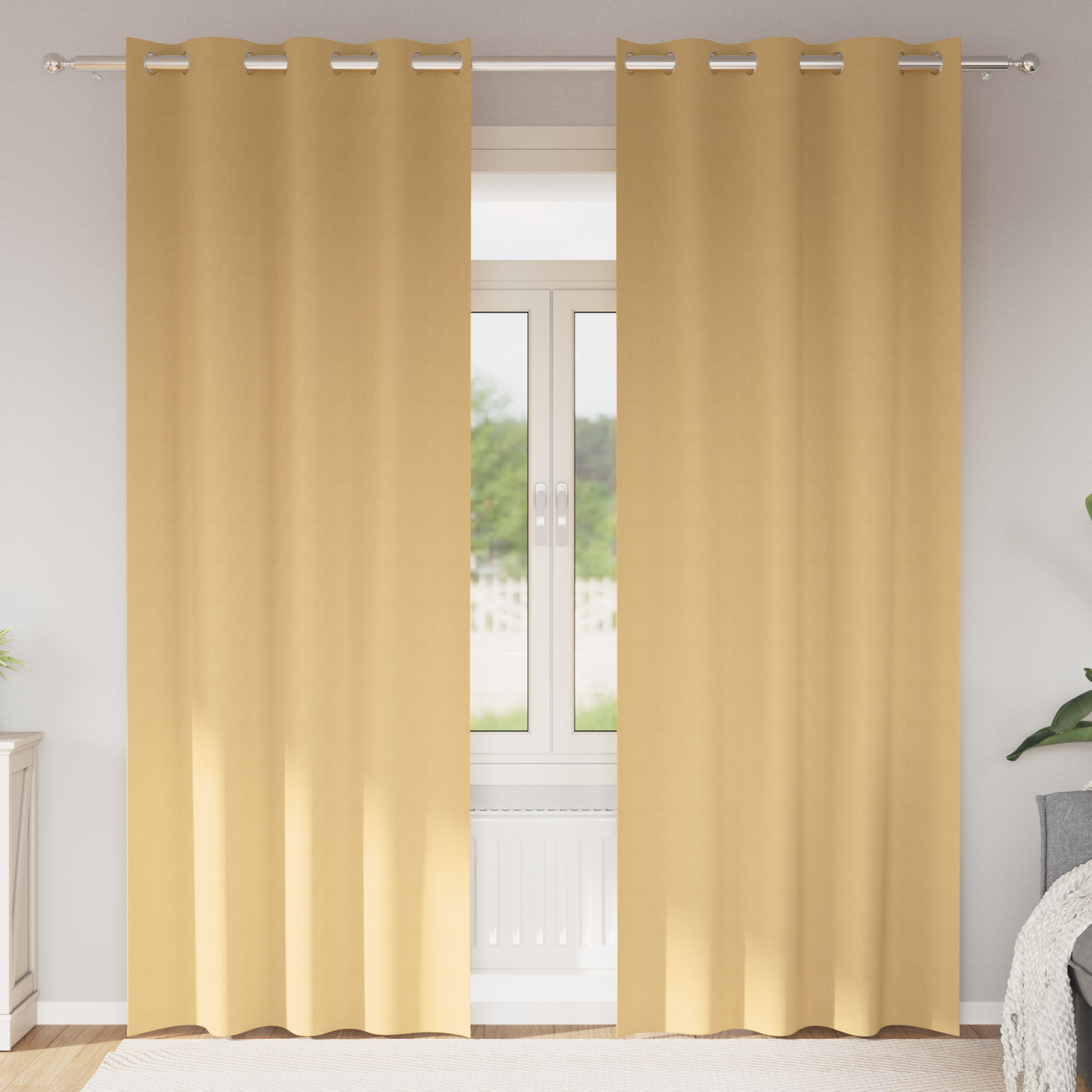 Mørkleggende Gardiner med Ringer 2 pcs Beige 260 x 140 cm