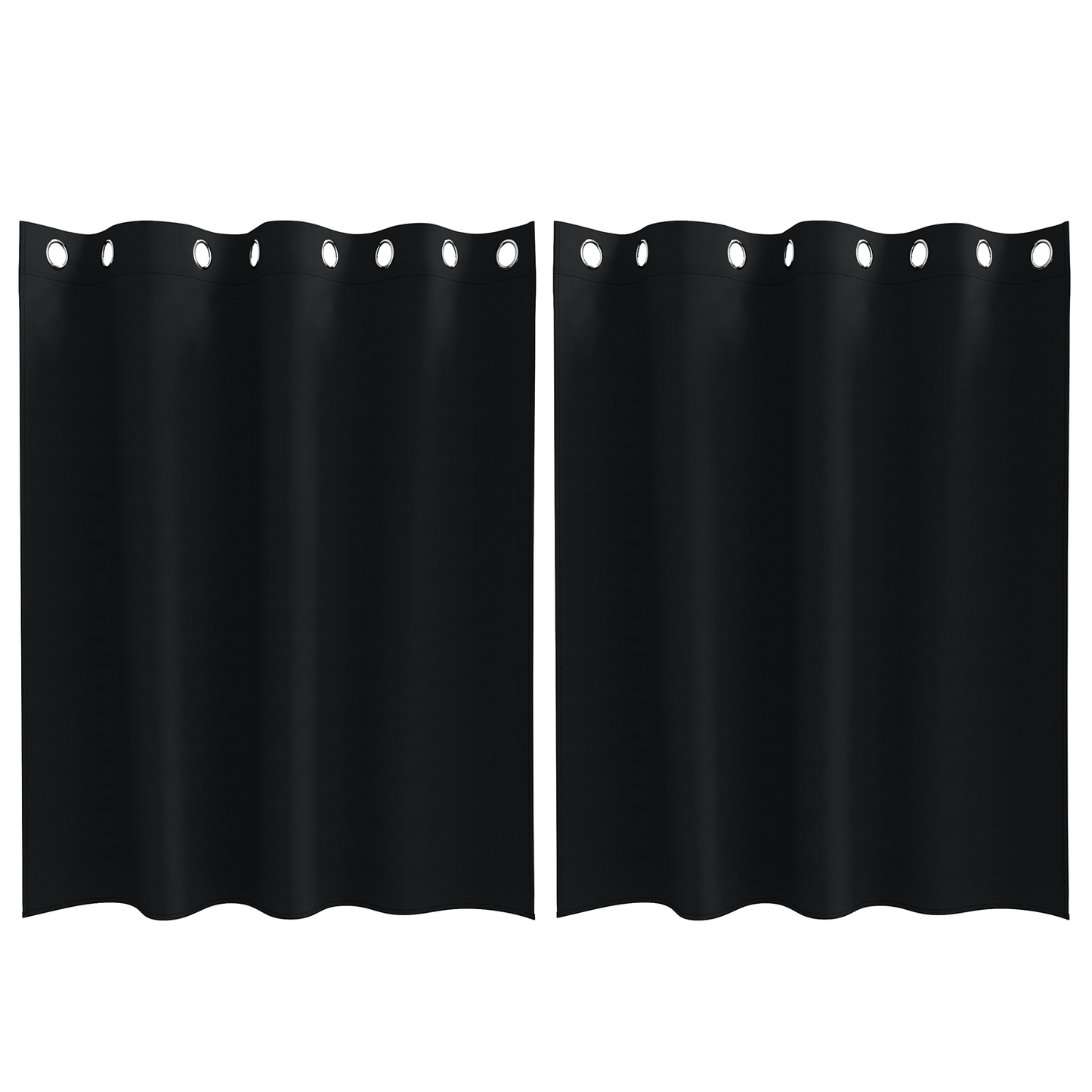 Mørkleggende Gardiner med Ringer 2 pcs Svart 140 x 140 cm