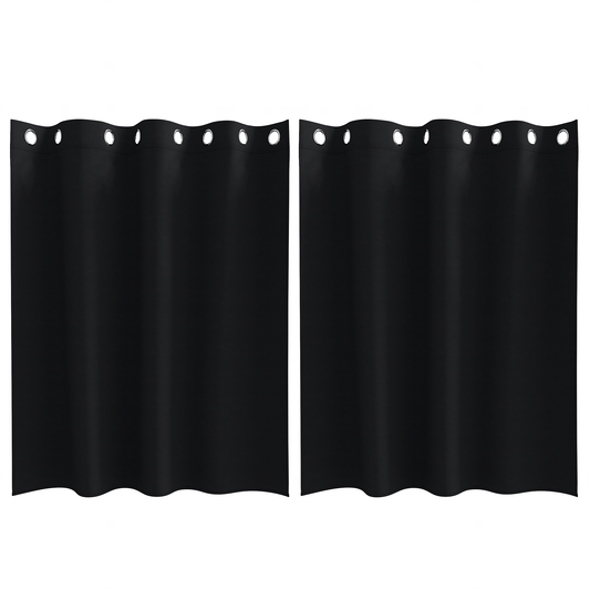 Mørkleggende Gardiner med Ringer 2 pcs Svart 140 x 140 cm