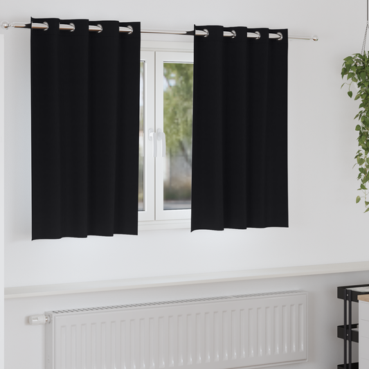 Mørkleggende Gardiner med Ringer 2 pcs Svart 140 x 140 cm