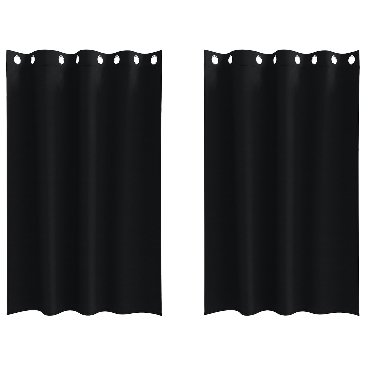 Mørkleggende Gardiner med Ringer 2 pcs Svart 175 x 140 cm