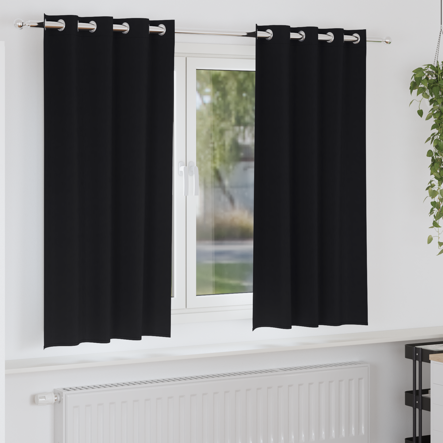 Mørkleggende Gardiner med Ringer 2 pcs Svart 175 x 140 cm