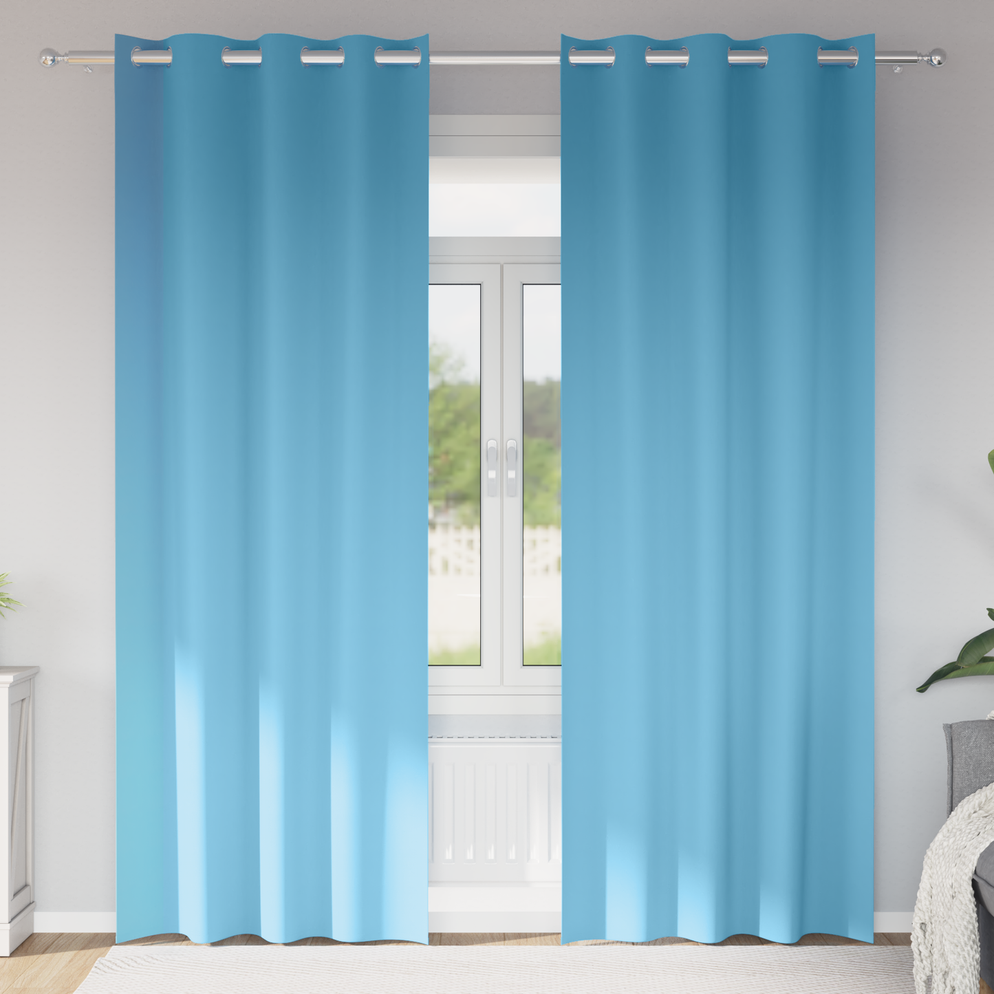 Mørkleggende Gardiner med Ringer 2 pcs Lys blå 260 x 140 cm