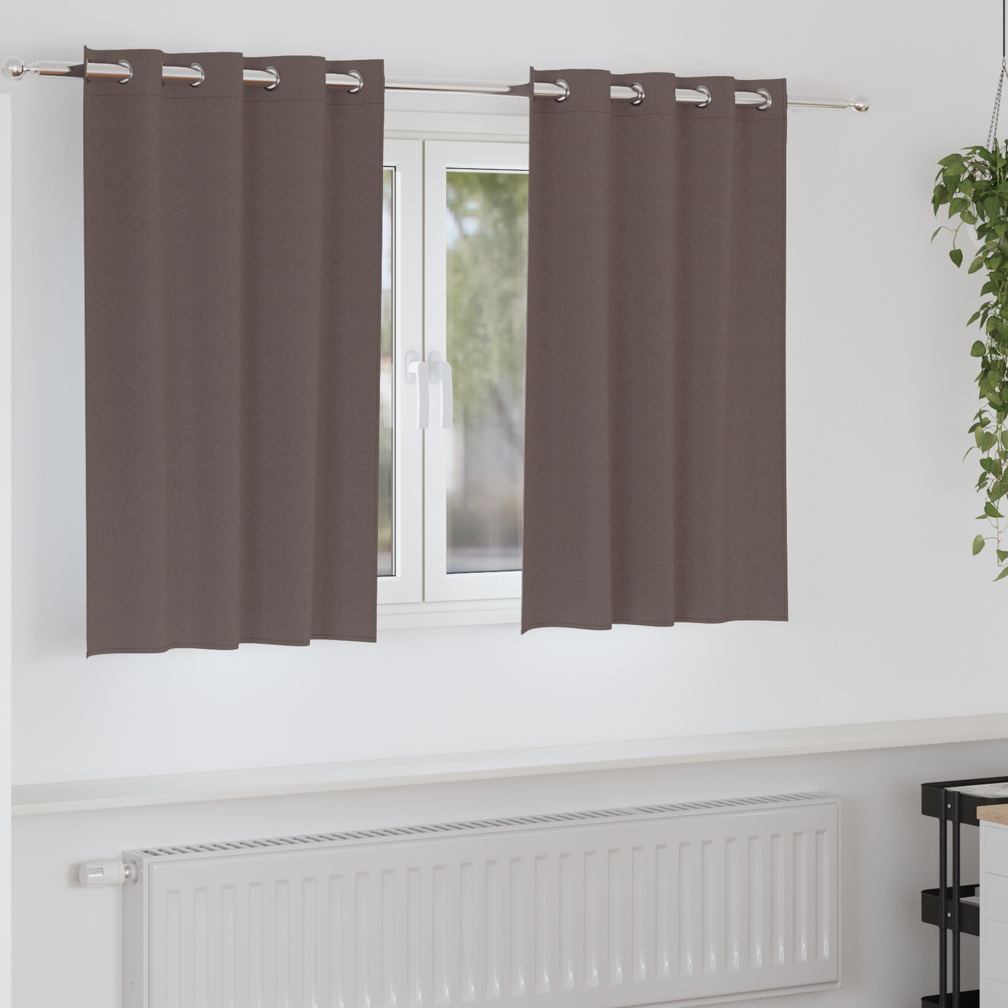 Mørkleggende Gardiner med Ringer 2 pcs Mørk brun 140 x 140 cm