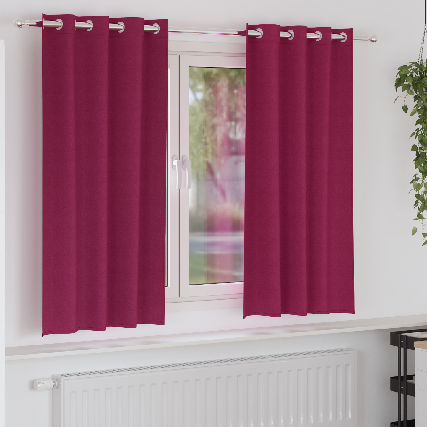 Mørkleggende Gardiner med Ringer 2 pcs Vinrød 175 x 140 cm