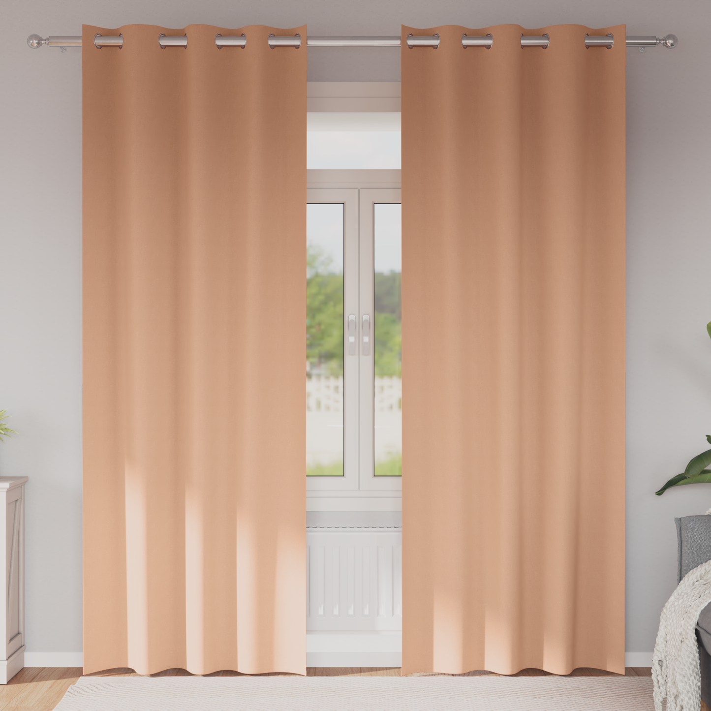 Mørkleggende Gardiner med Ringer 2 pcs Lys Brun 225 x 140 cm