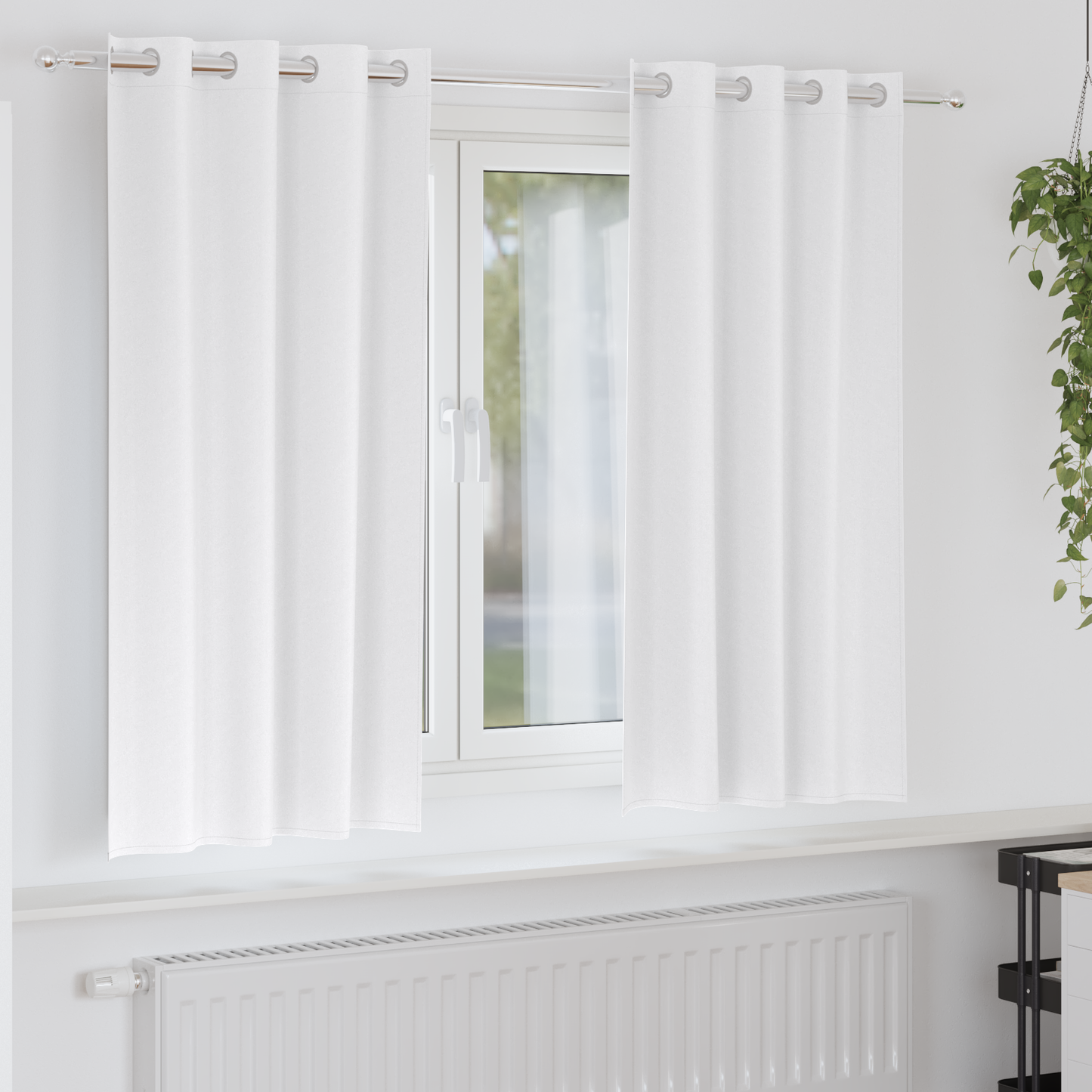 Mørkleggende Gardiner med Ringer 2 pcs Ren Hvit 175 x 140 cm