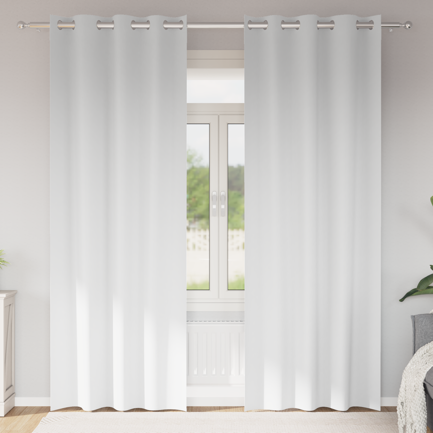 Mørkleggende Gardiner med Ringer 2 pcs Ren Hvit 245 x 140 cm