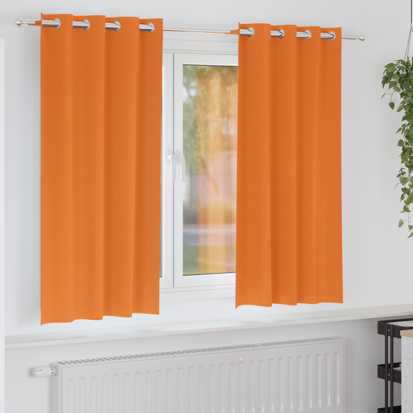 Mørkleggende Gardiner med Ringer 2 pcs Lys Oransje 175 x 140 cm