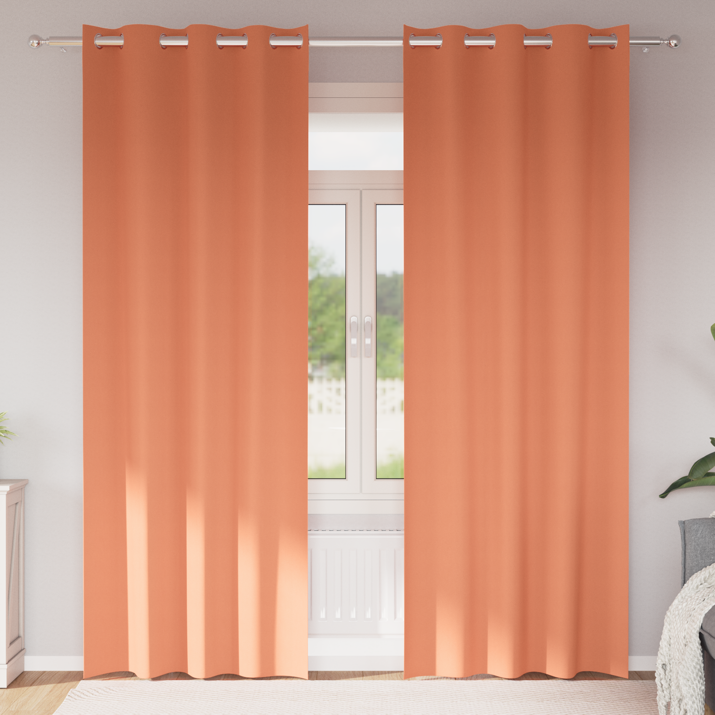 Mørkleggende Gardiner med Ringer 2 pcs Terrakotta 245 x 140 cm