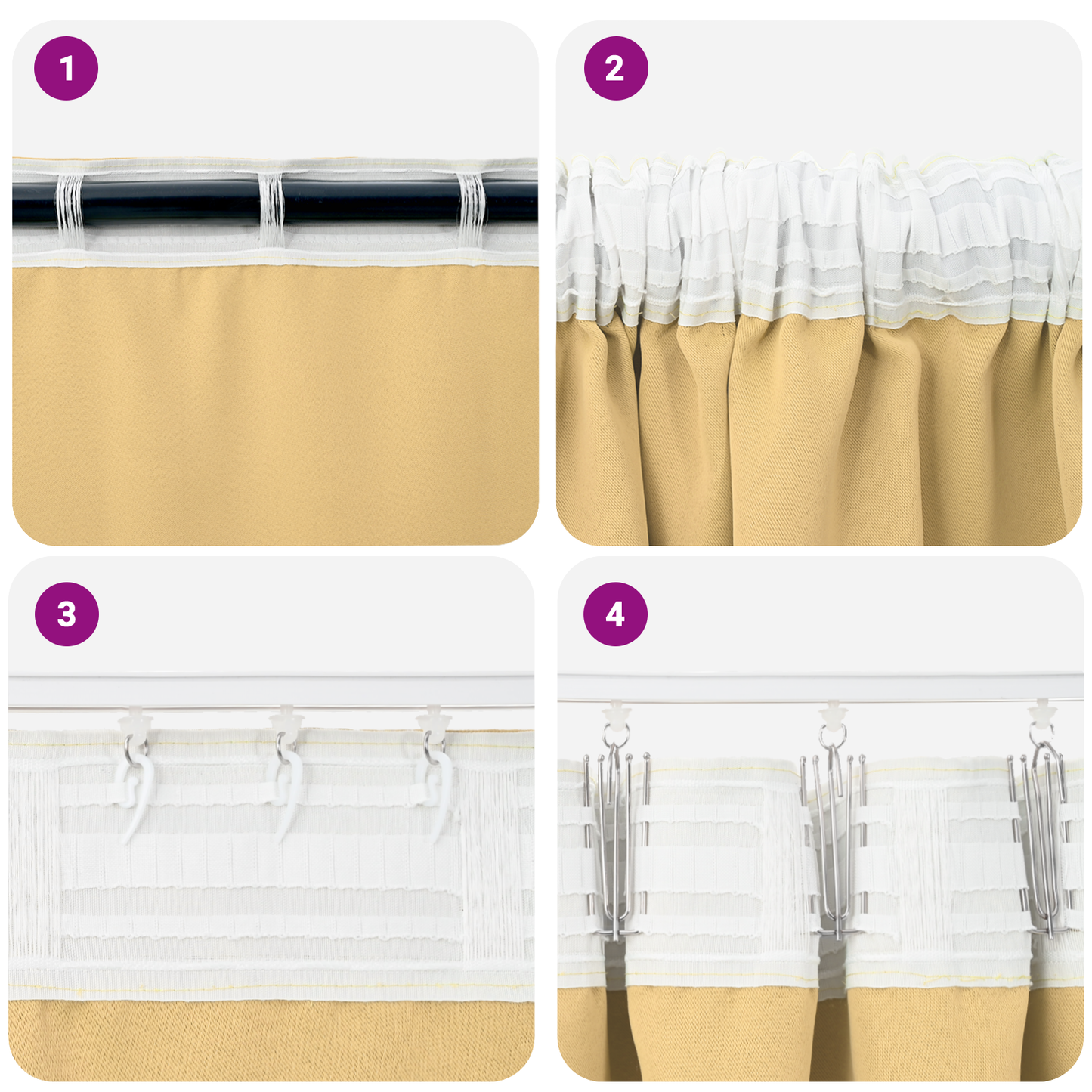 Mørkleggende Gardiner med Ringer 2 pcs Beige 245 x 140 cm