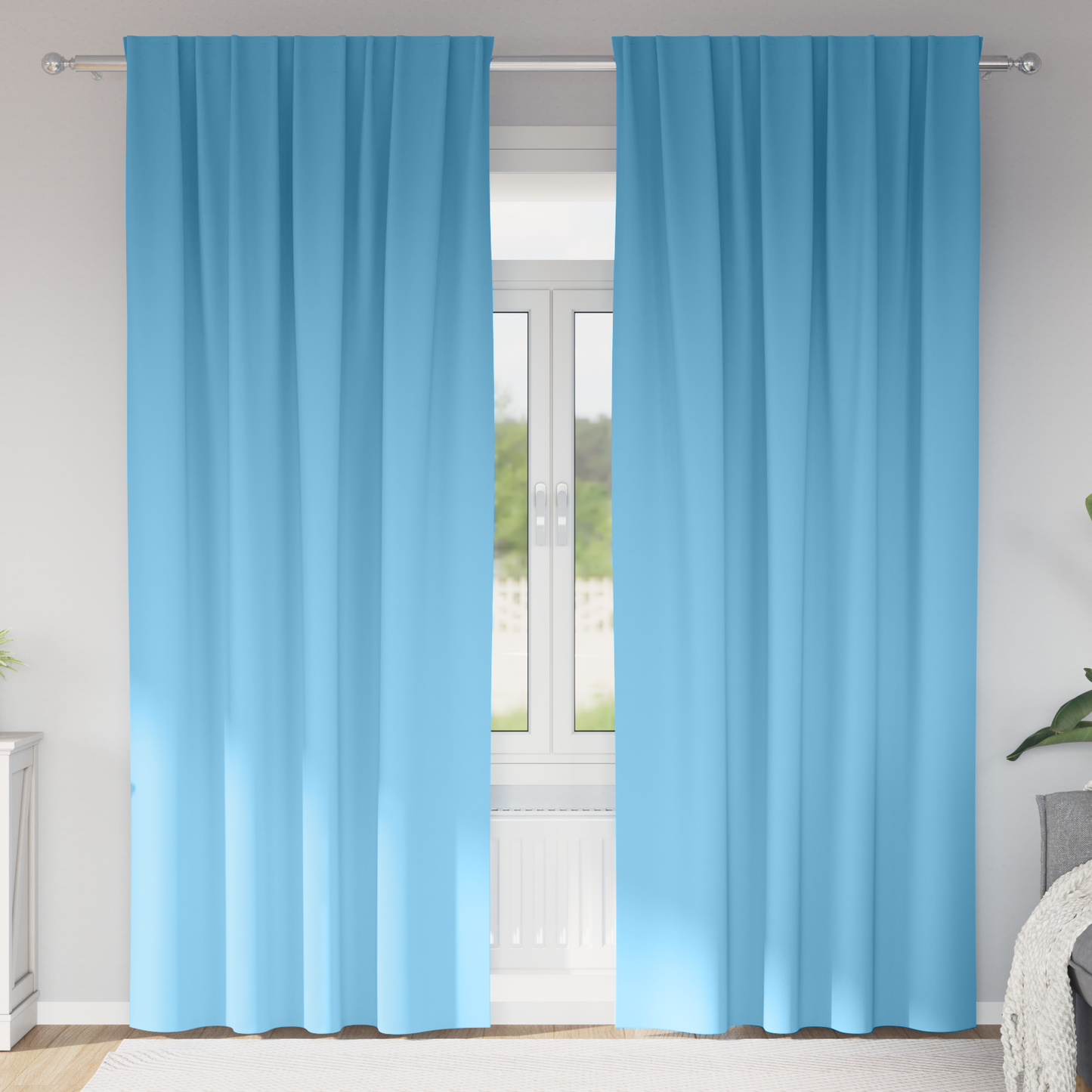 Mørkleggende Gardiner med Ringer 2 pcs Lys blå 225 x 140 cm
