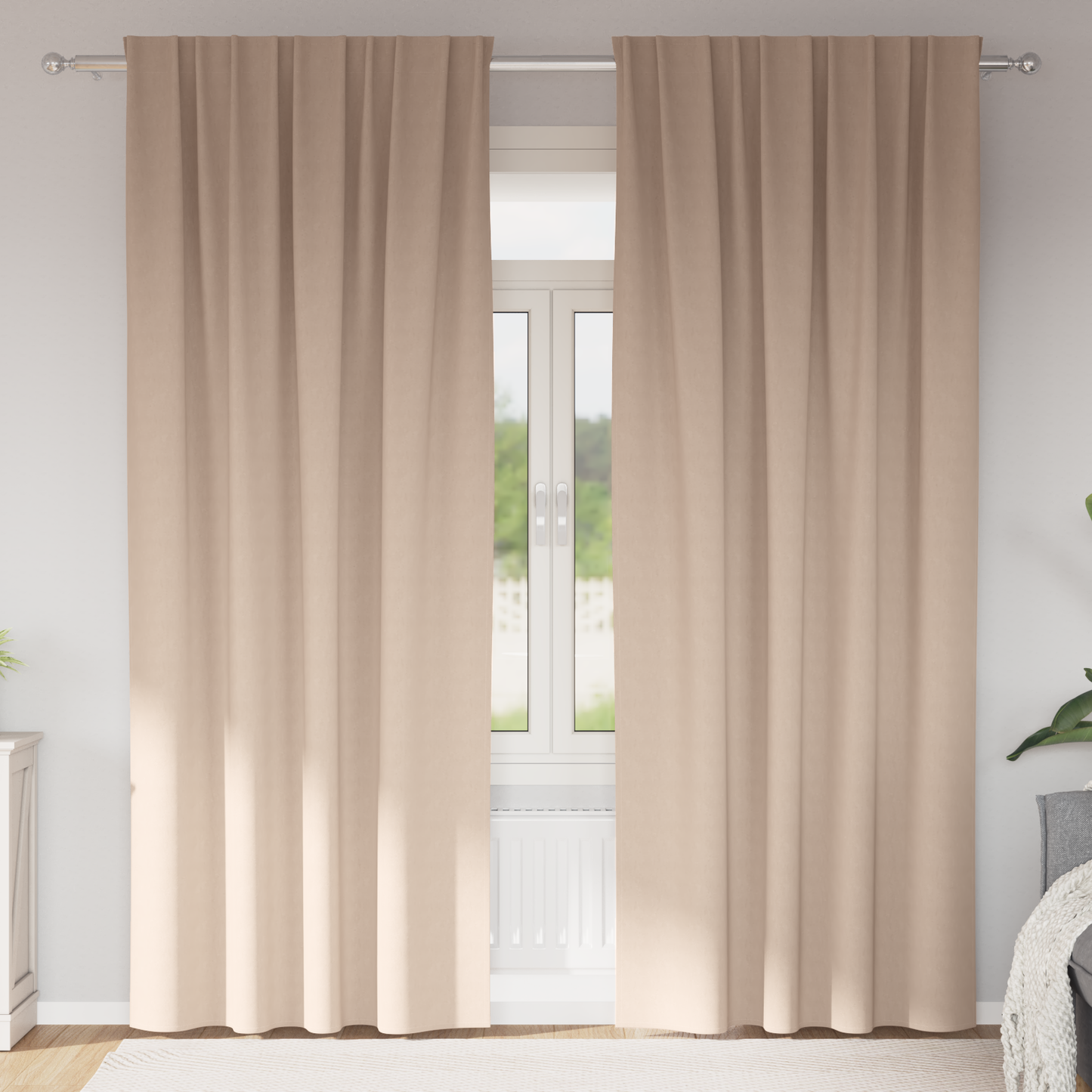 Mørkleggende Gardiner med Ringer 2 pcs Gråbrun 260 x 140 cm