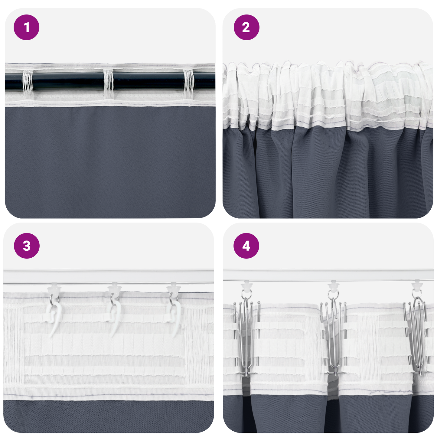 Mørkleggende Gardiner med Ringer 2 pcs Antrasitt 260 x 140 cm
