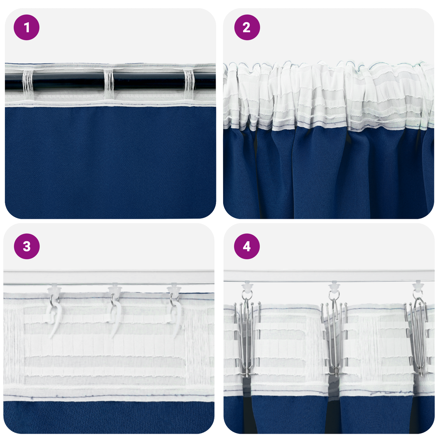 Mørkleggende Gardiner med Ringer 2 pcs Mørkeblå 245 x 140 cm