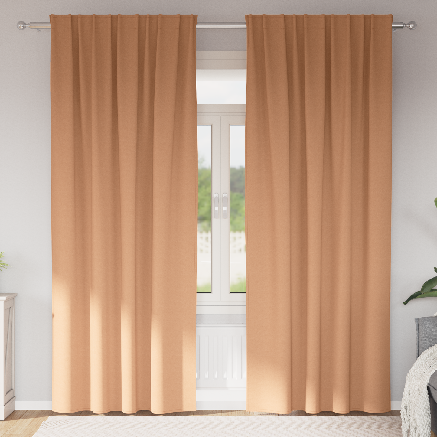 Mørkleggende Gardiner med Ringer 2 pcs Lys Brun 260 x 140 cm