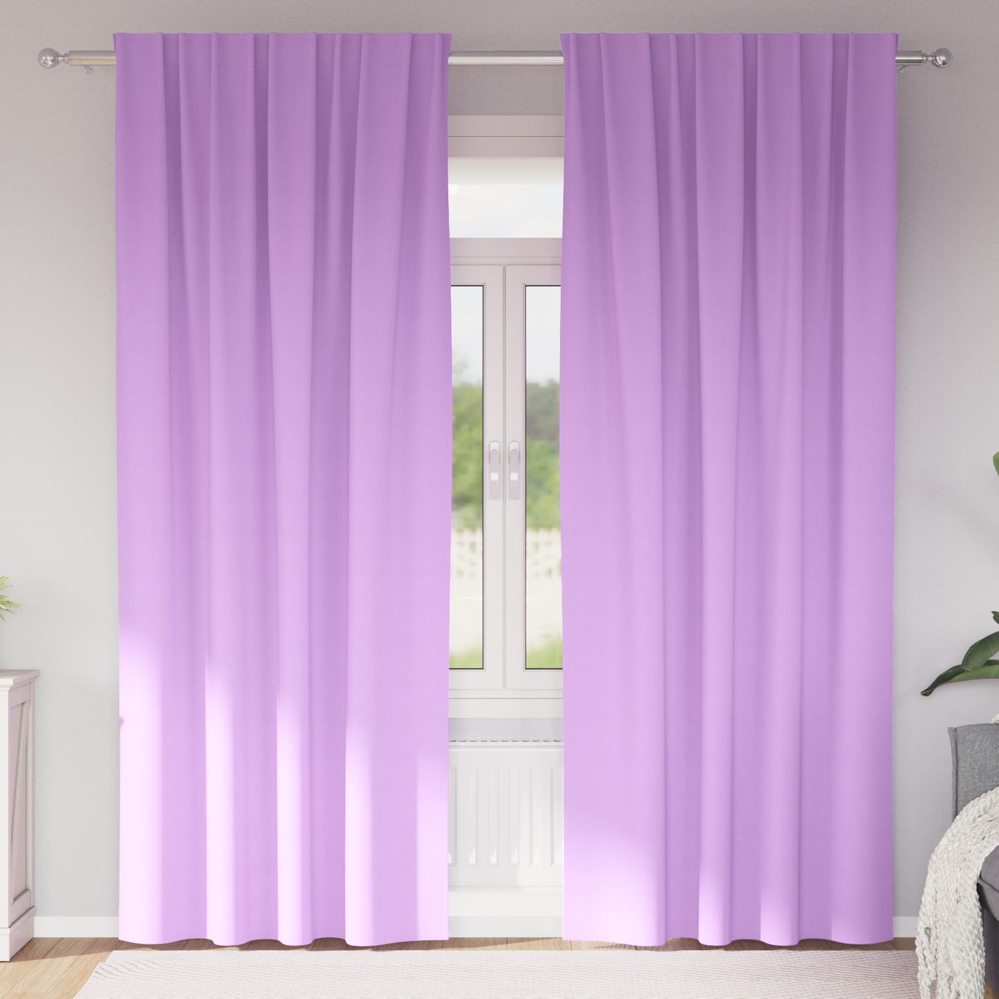 Mørkleggende Gardiner med Ringer 2 pcs Lilla 225 x 140 cm