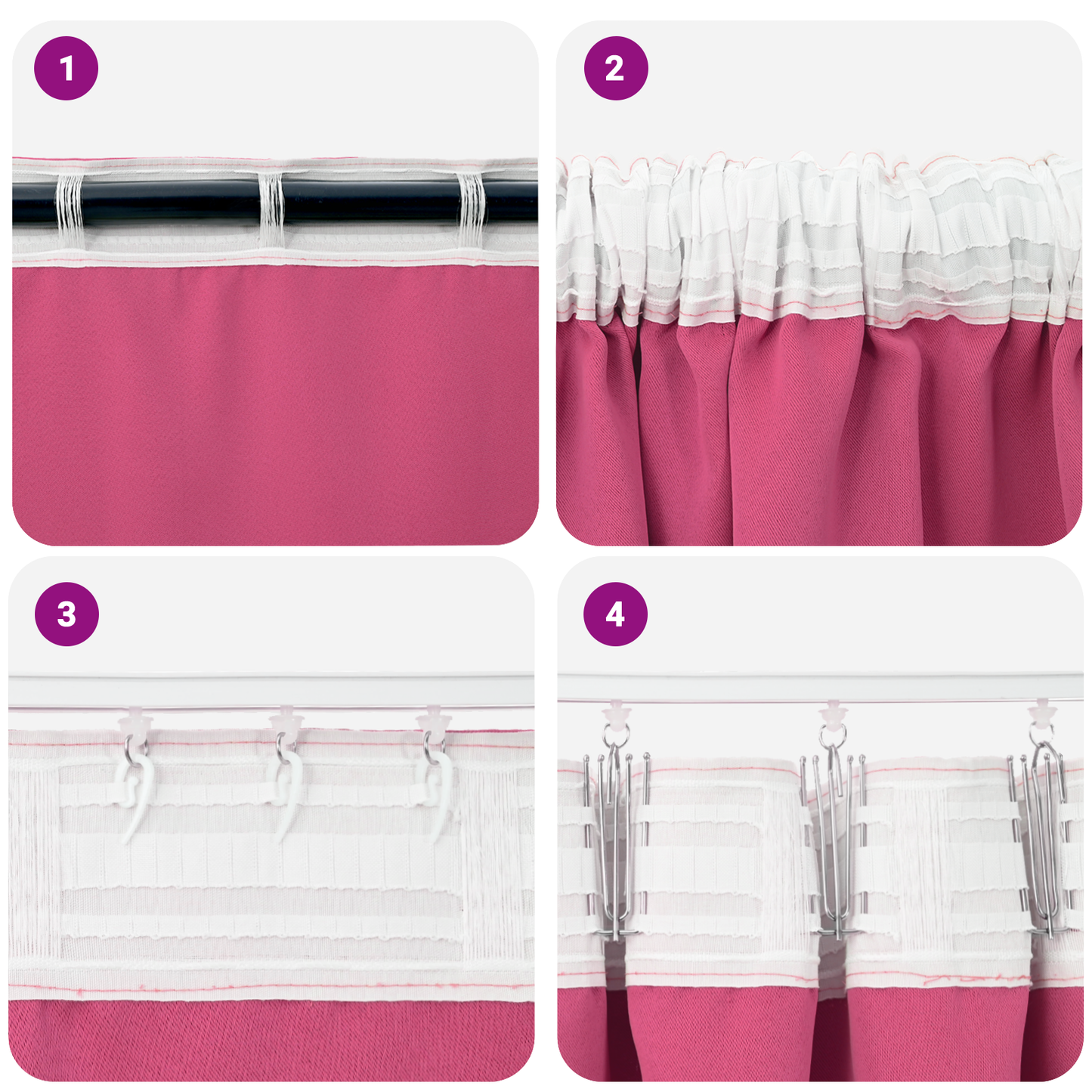 Mørkleggende Gardiner med Ringer 2 pcs Lys Rosa 245 x 140 cm