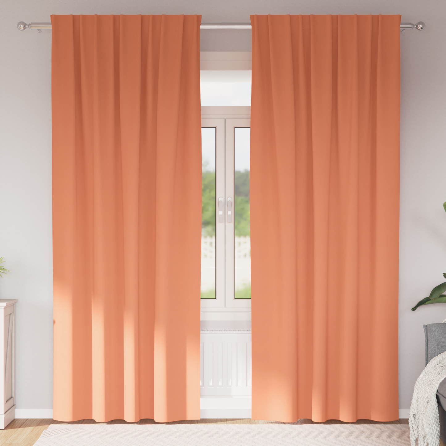 Mørkleggende Gardiner med Ringer 2 pcs Terrakotta 245 x 140 cm