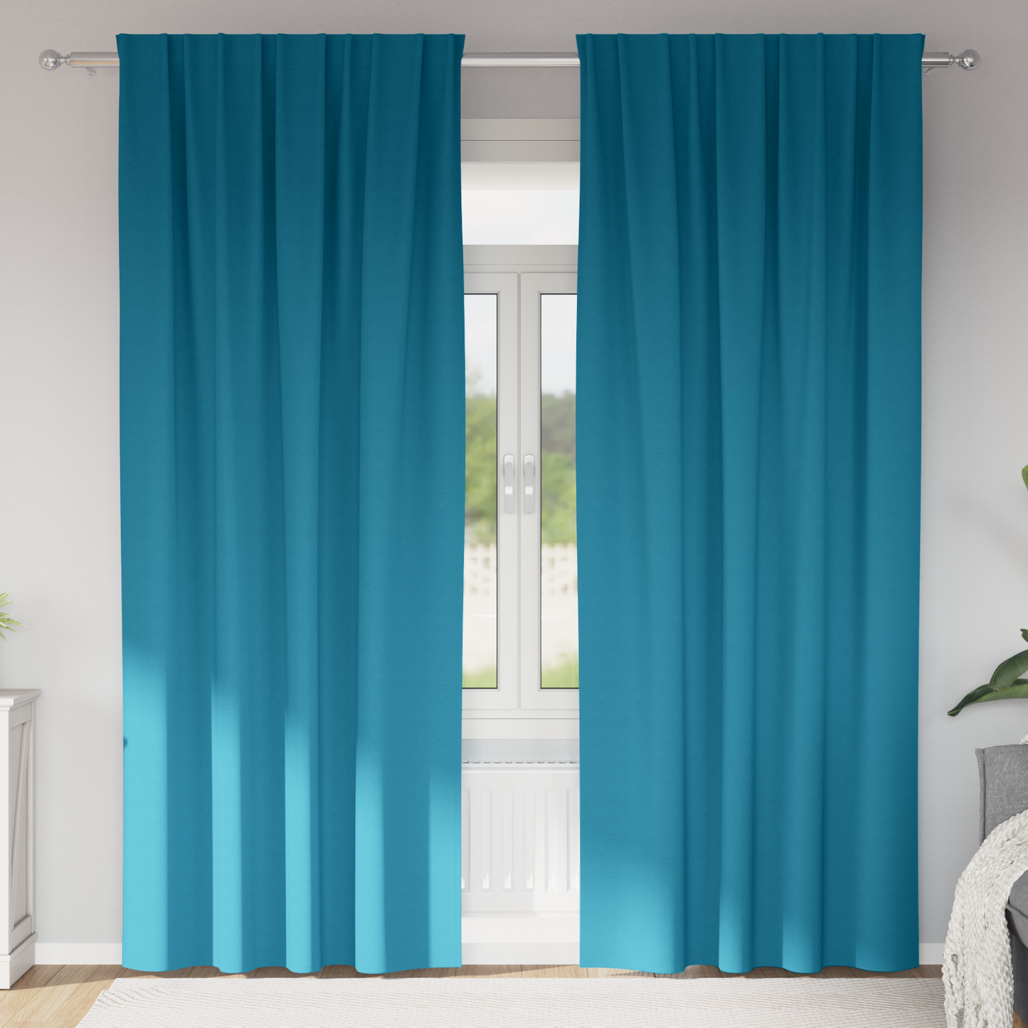 Mørkleggende Gardiner med Ringer 2 pcs Turkis 225 x 140 cm