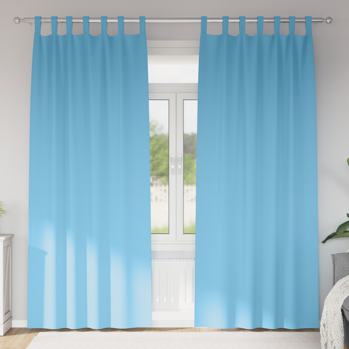 Mørkleggende Gardiner med Ringer 2 pcs Lys blå 245 x 140 cm
