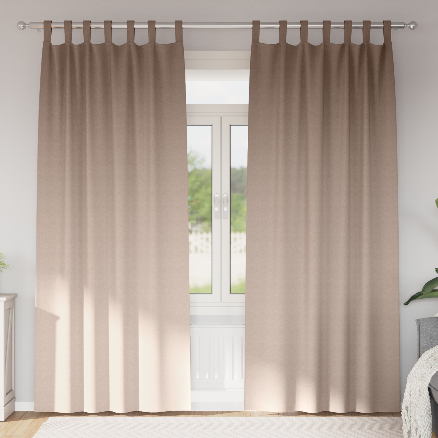 Mørkleggende Gardiner med Ringer 2 pcs Gråbrun 245 x 140 cm