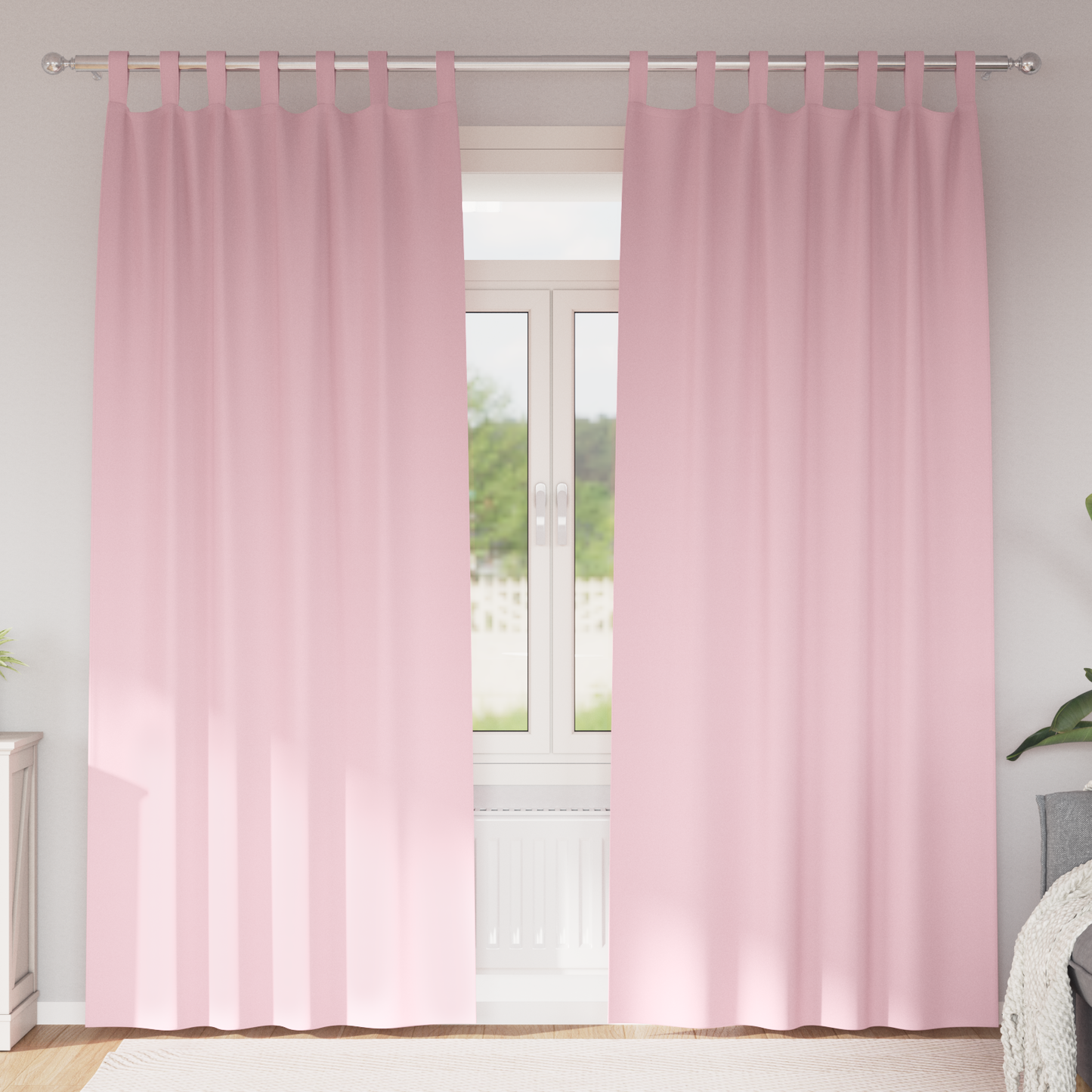 Mørkleggende Gardiner med Ringer 2 pcs Babyrosa 260 x 140 cm