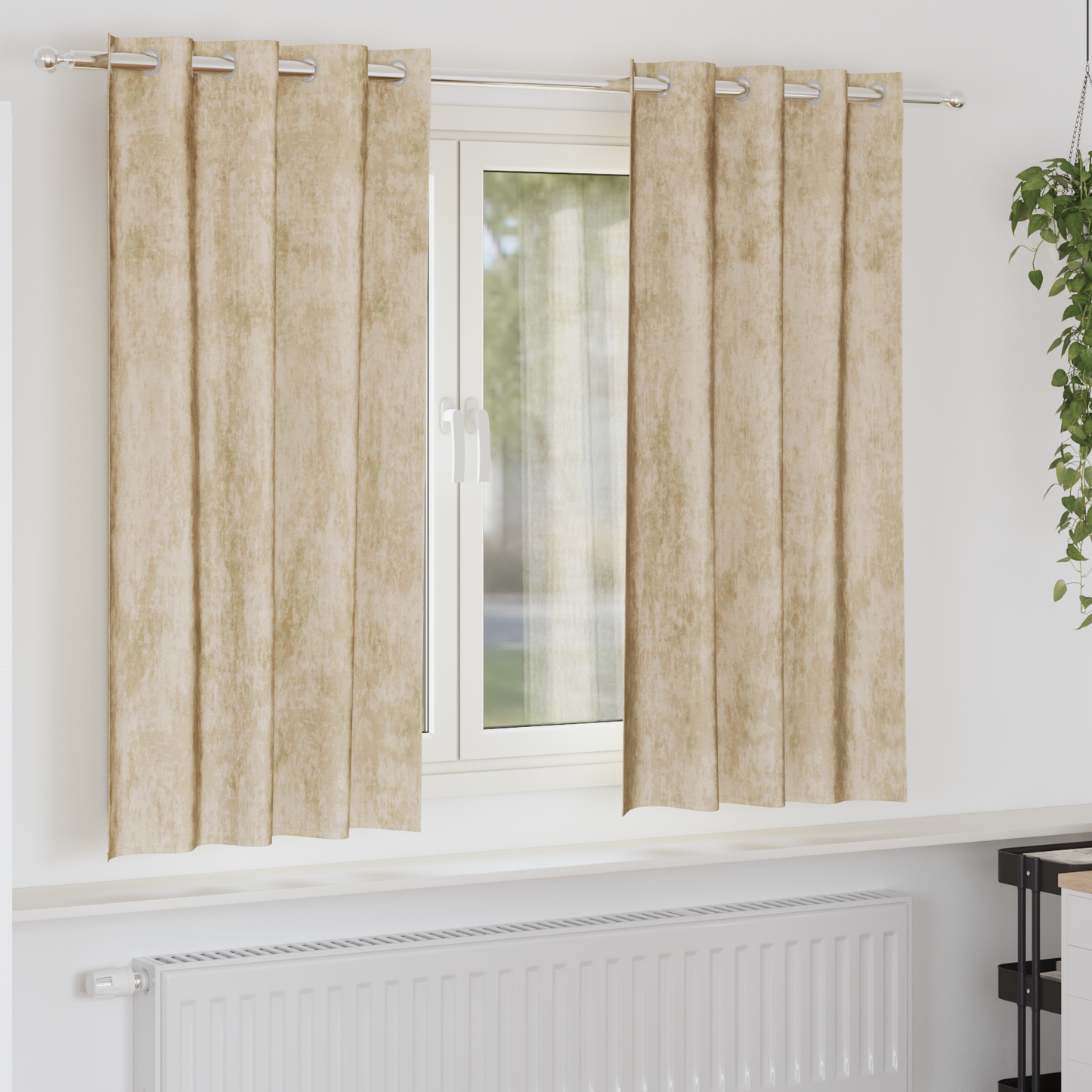 Fløyel Gardiner med gardiner 2 pcs Krem 175 x 140 cm Fløyel