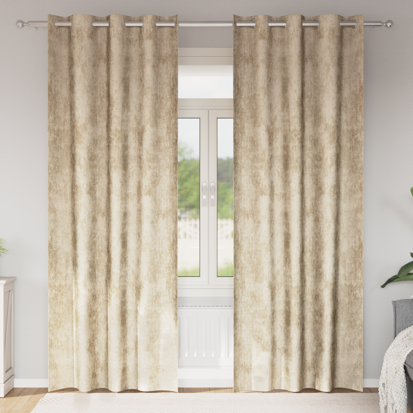 Fløyel Gardiner med gardiner 2 pcs Krem 245 x 140 cm Fløyel