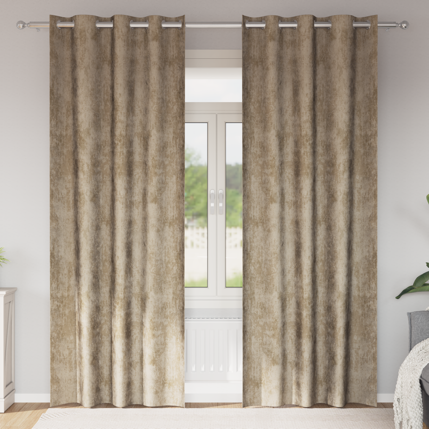 Fløyel Gardiner 2 pcs champagne 245 x 140 cm Fløyel