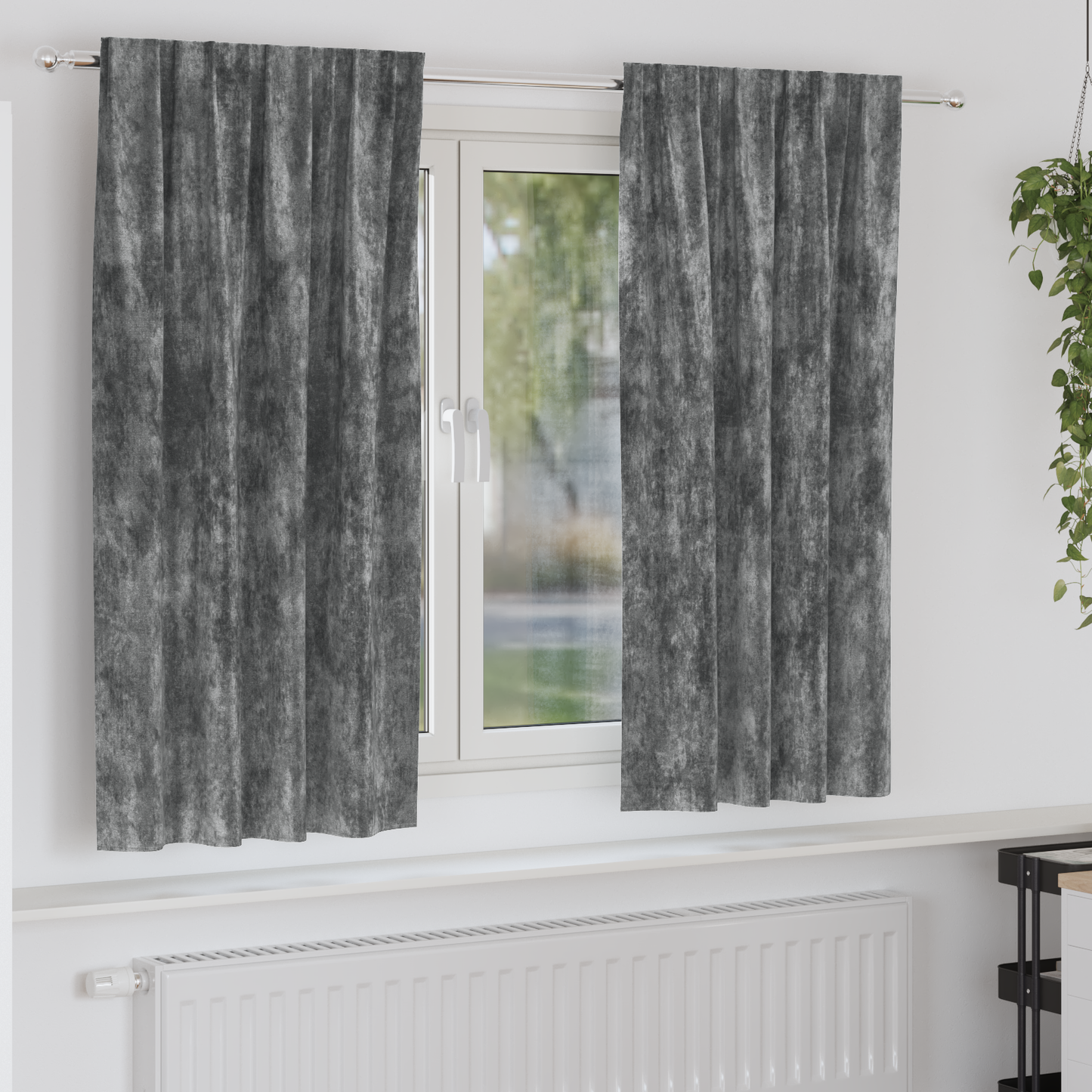 Fløyel Gardiner med gardiner 2 pcs Grå 175 x 140 cm Fløyel