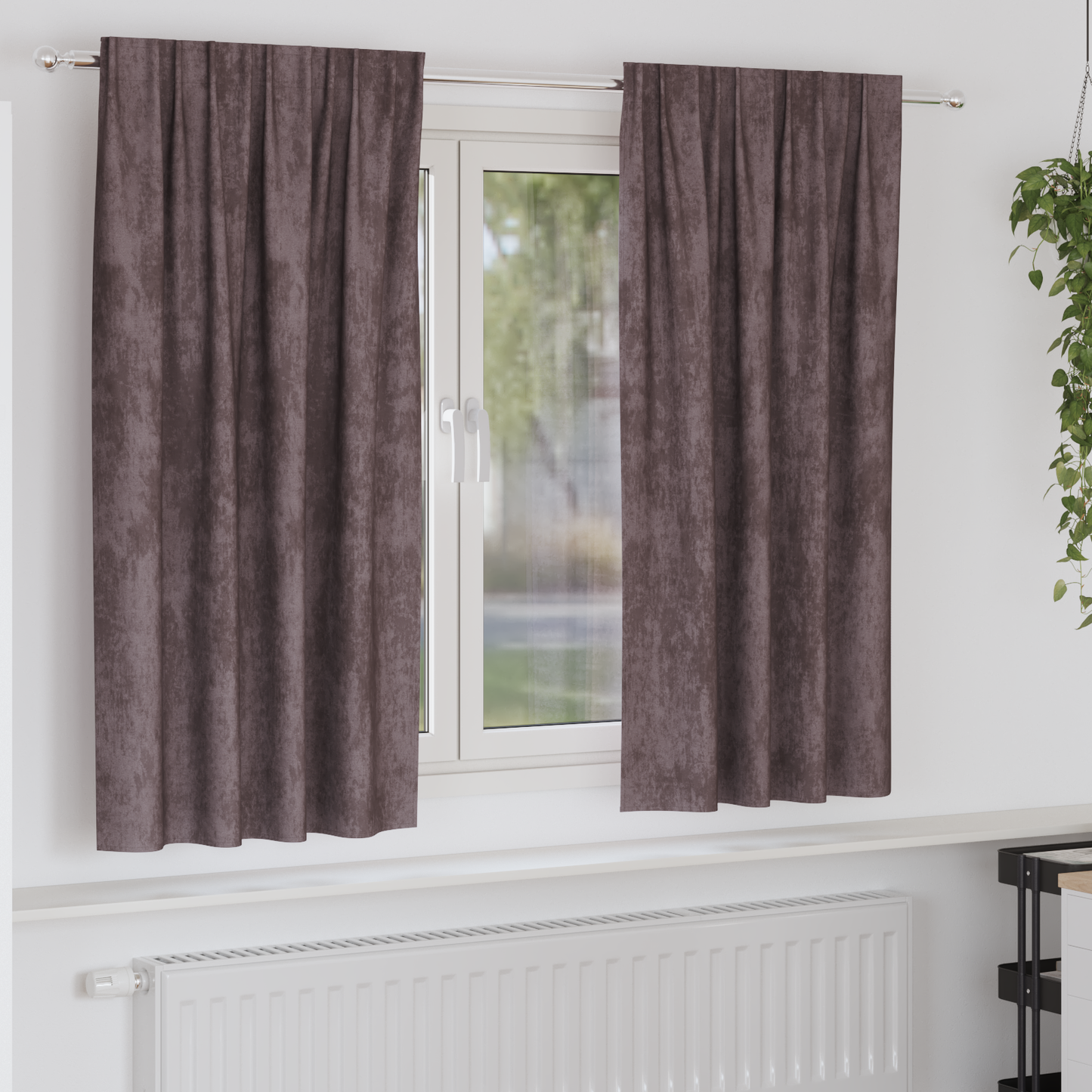 Fløyel Gardiner med gardiner 2 pcs Brun 175 x 140 cm Fløyel