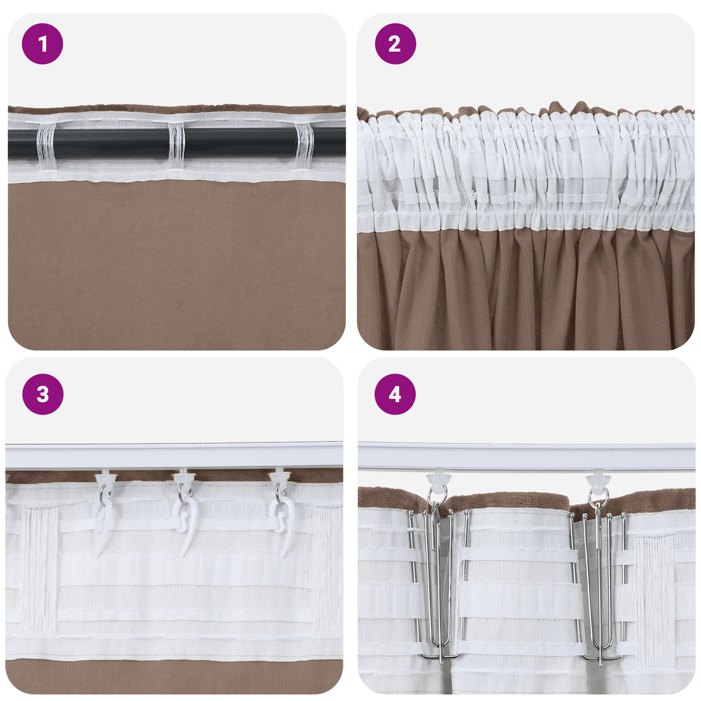 Fløyel Gardiner 2 pcs Cappuccino 245 x 140 cm Fløyel