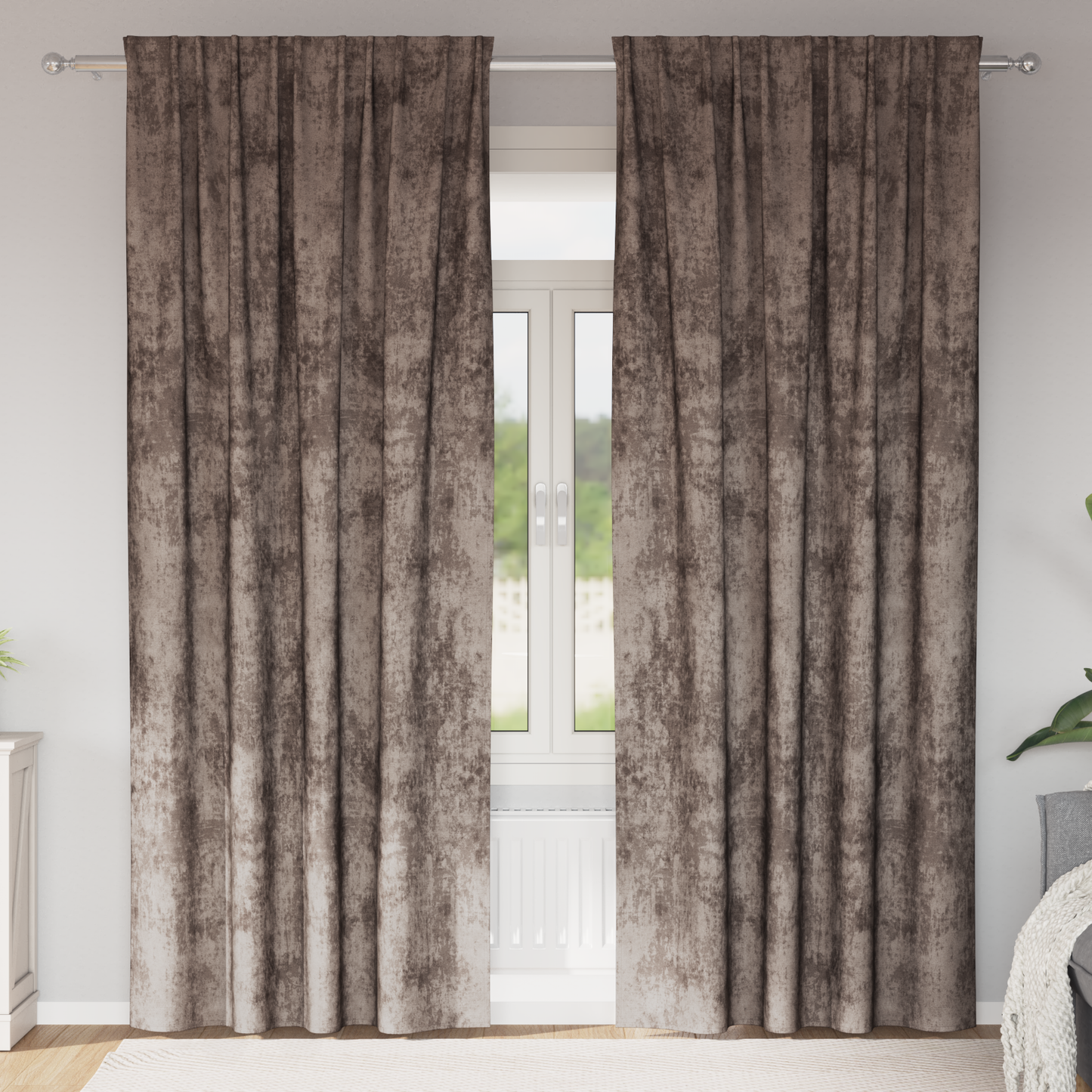 Fløyel Gardiner 2 pcs Cappuccino 245 x 140 cm Fløyel