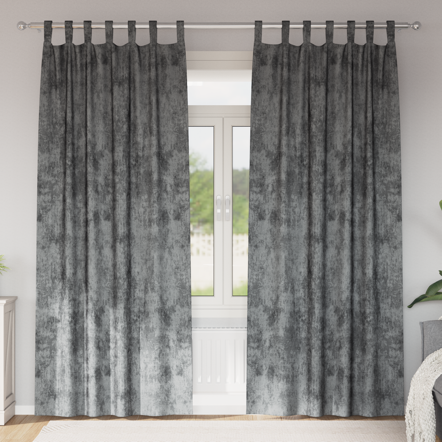 Fløyel Gardiner med gardiner 2 pcs Grå 225 x 140 cm Fløyel