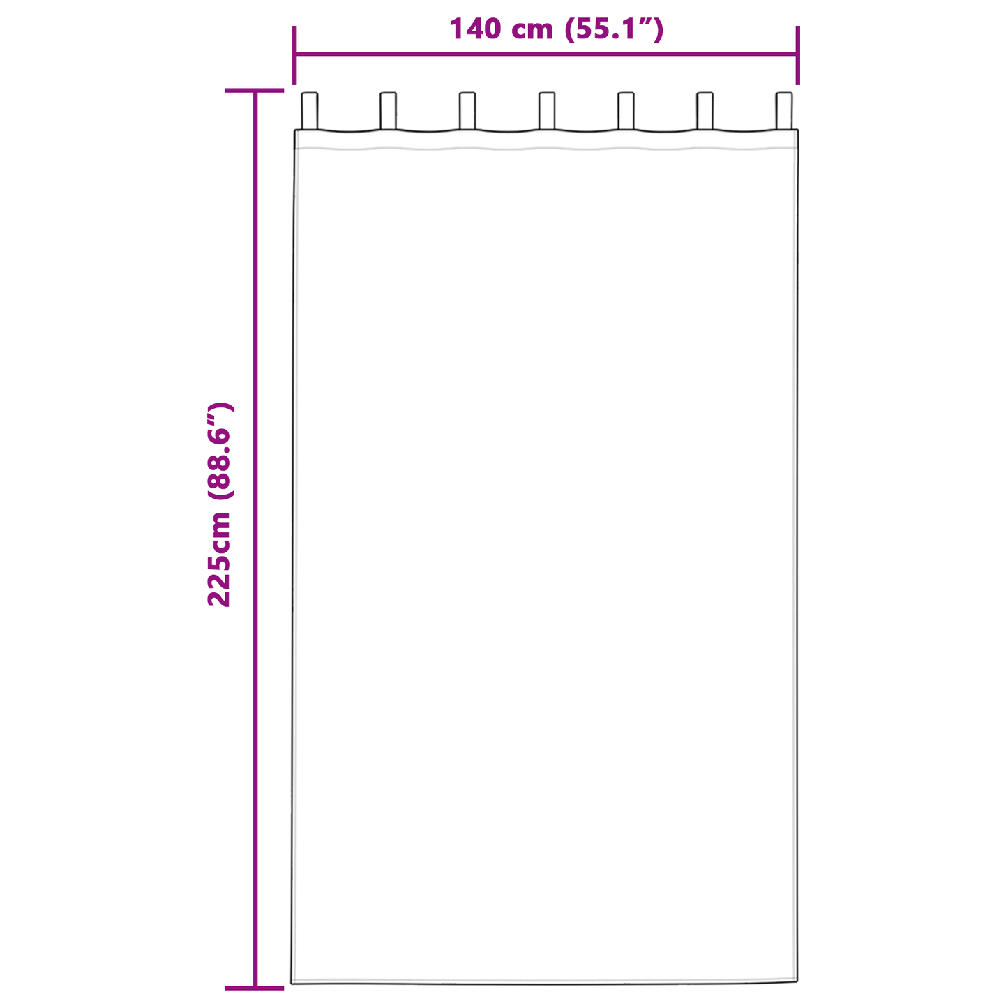Fløyel Gardiner med gardiner 2 pcs Krem 225 x 140 cm Fløyel