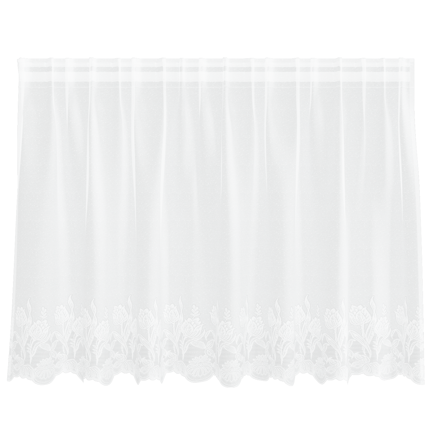 Blondegardin med gardiner Blomster Hvit 100 x 200 cm Polyester