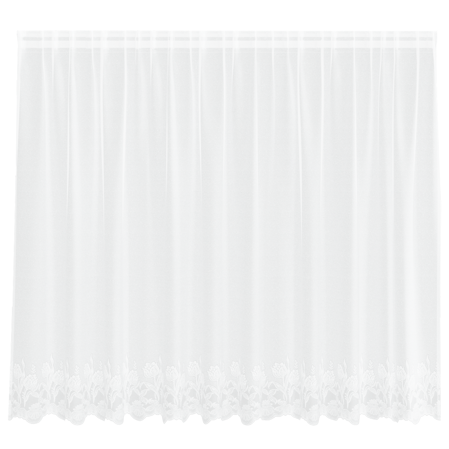 Blondegardin med gardiner Blomster Hvit 160 x 300 cm Polyester