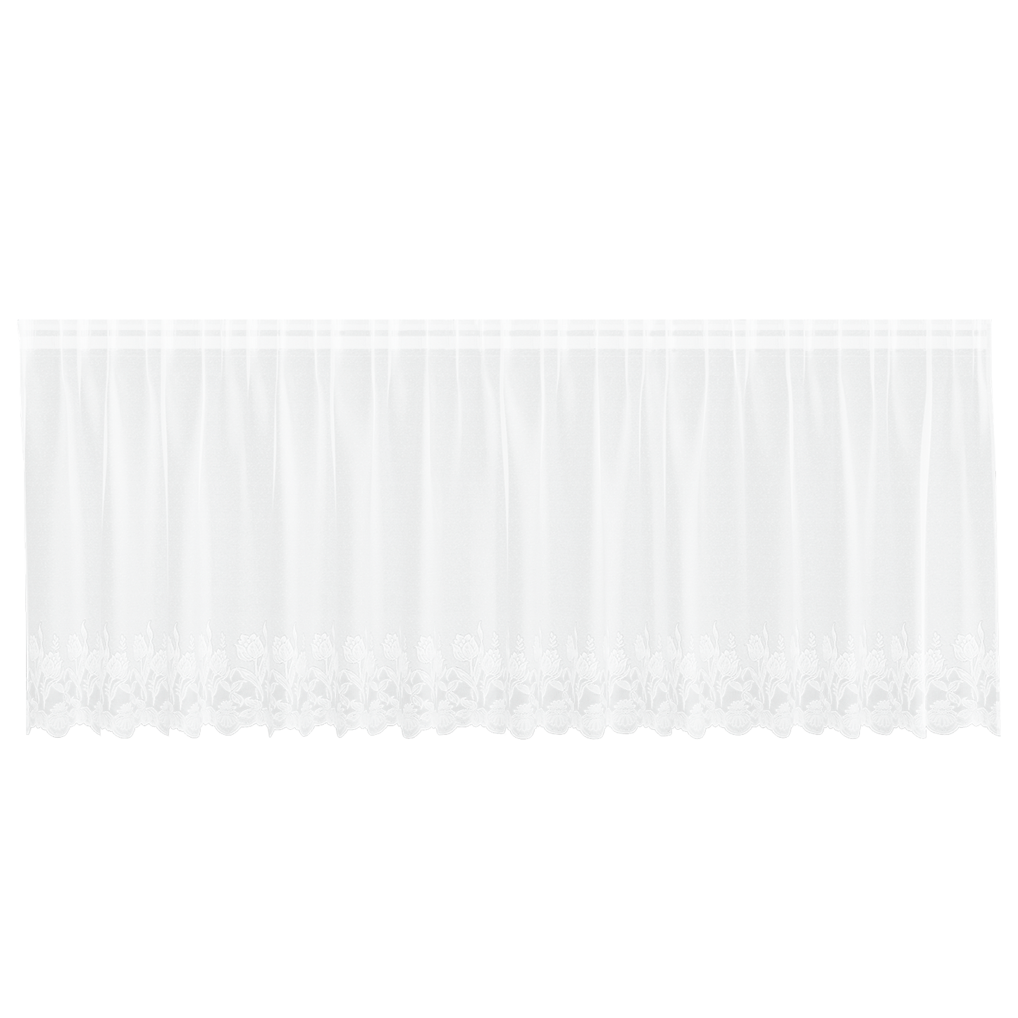 Blondegardin med gardiner Blomster Hvit 80 x 400 cm Polyester