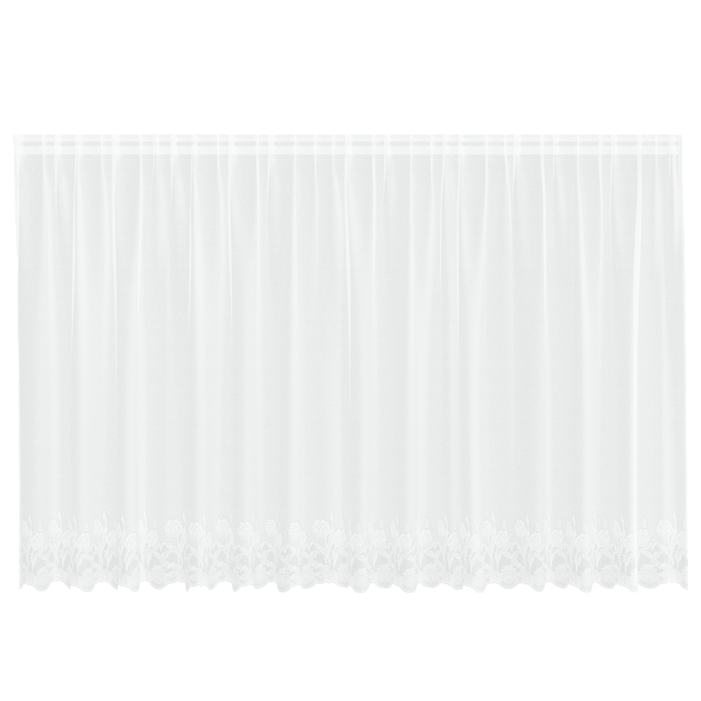 Blondegardin med gardiner Blomster Hvit 180 x 400 cm Polyester