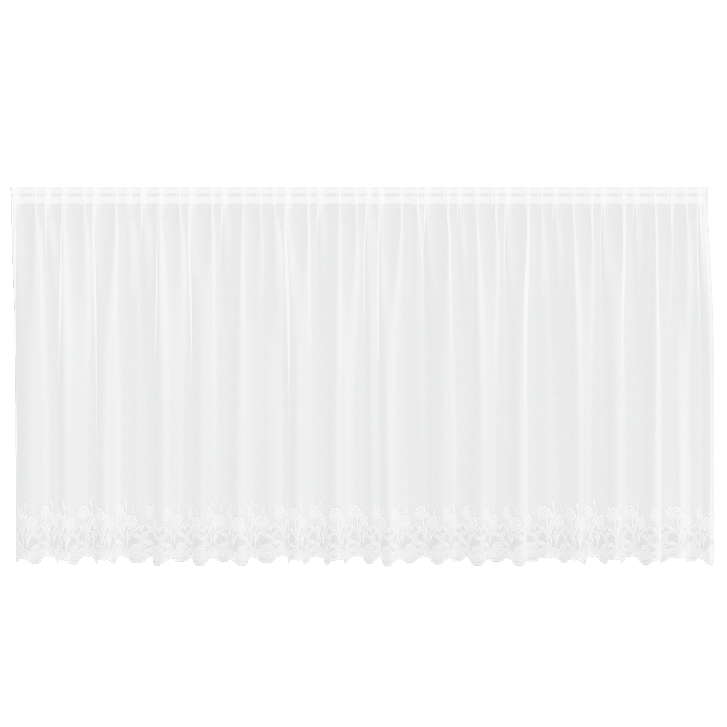 Blondegardin med gardiner Blomster Hvit 140 x 500 cm Polyester