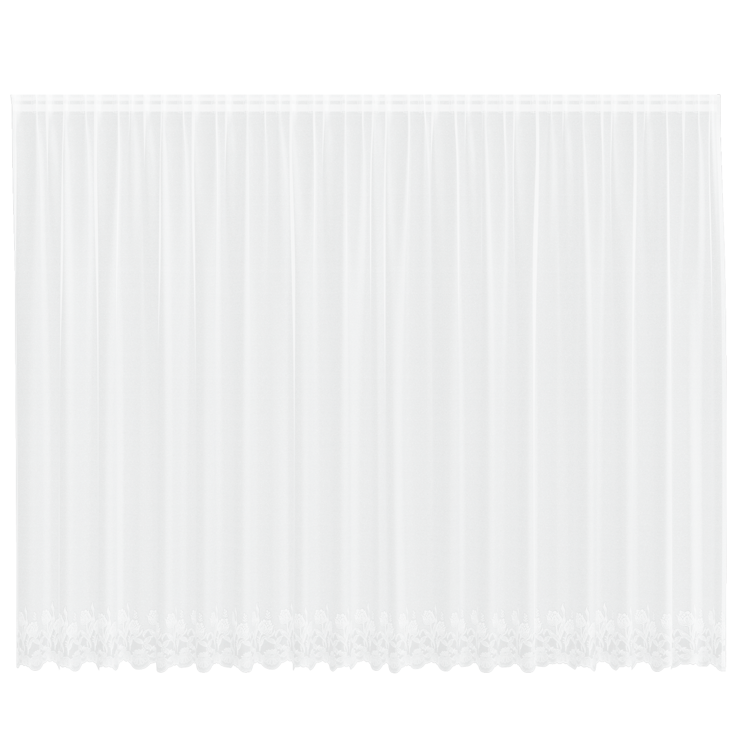 Blondegardin med gardiner Blomster Hvit 200 x 500 cm Polyester