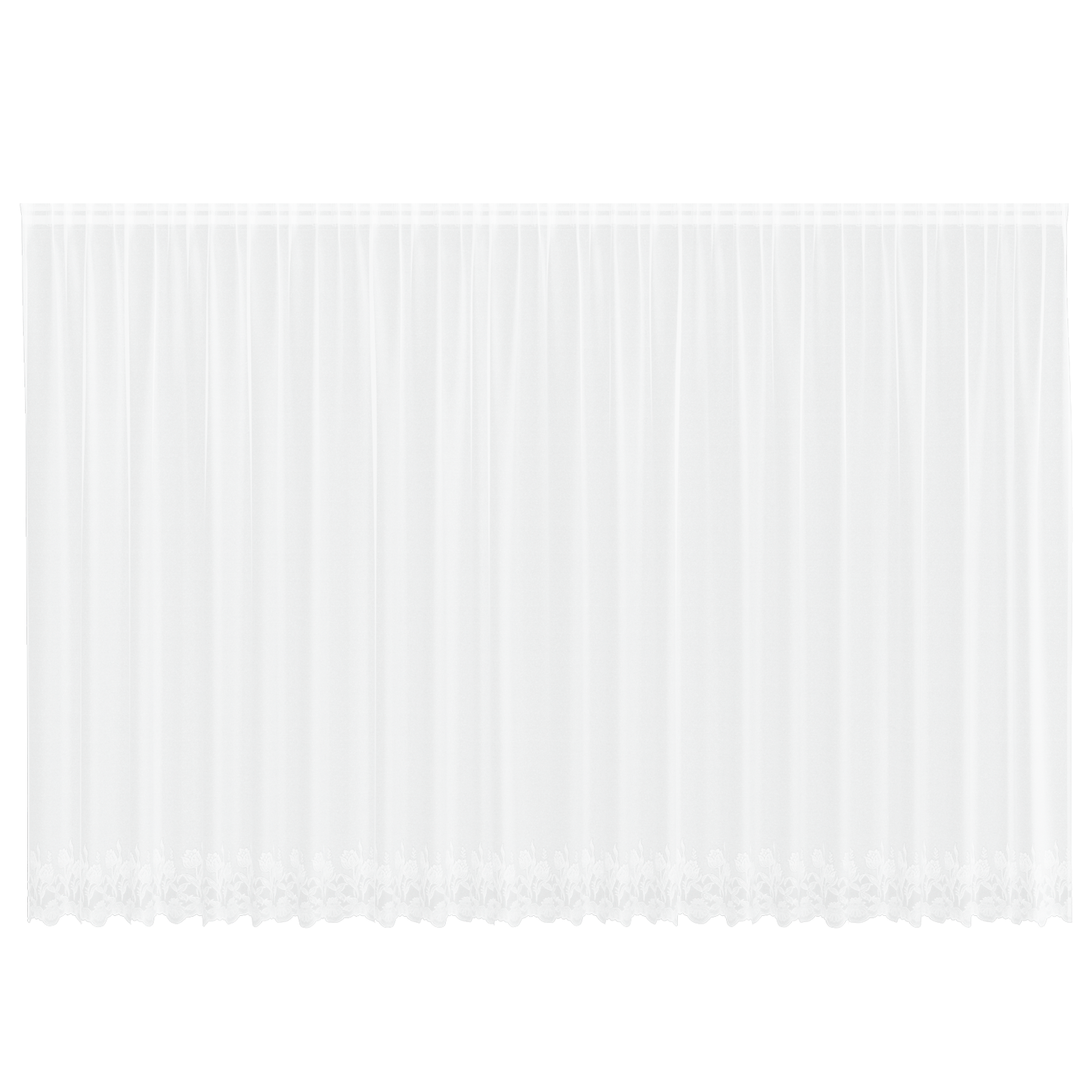 Blondegardin med gardiner Blomster Hvit 220 x 600 cm Polyester