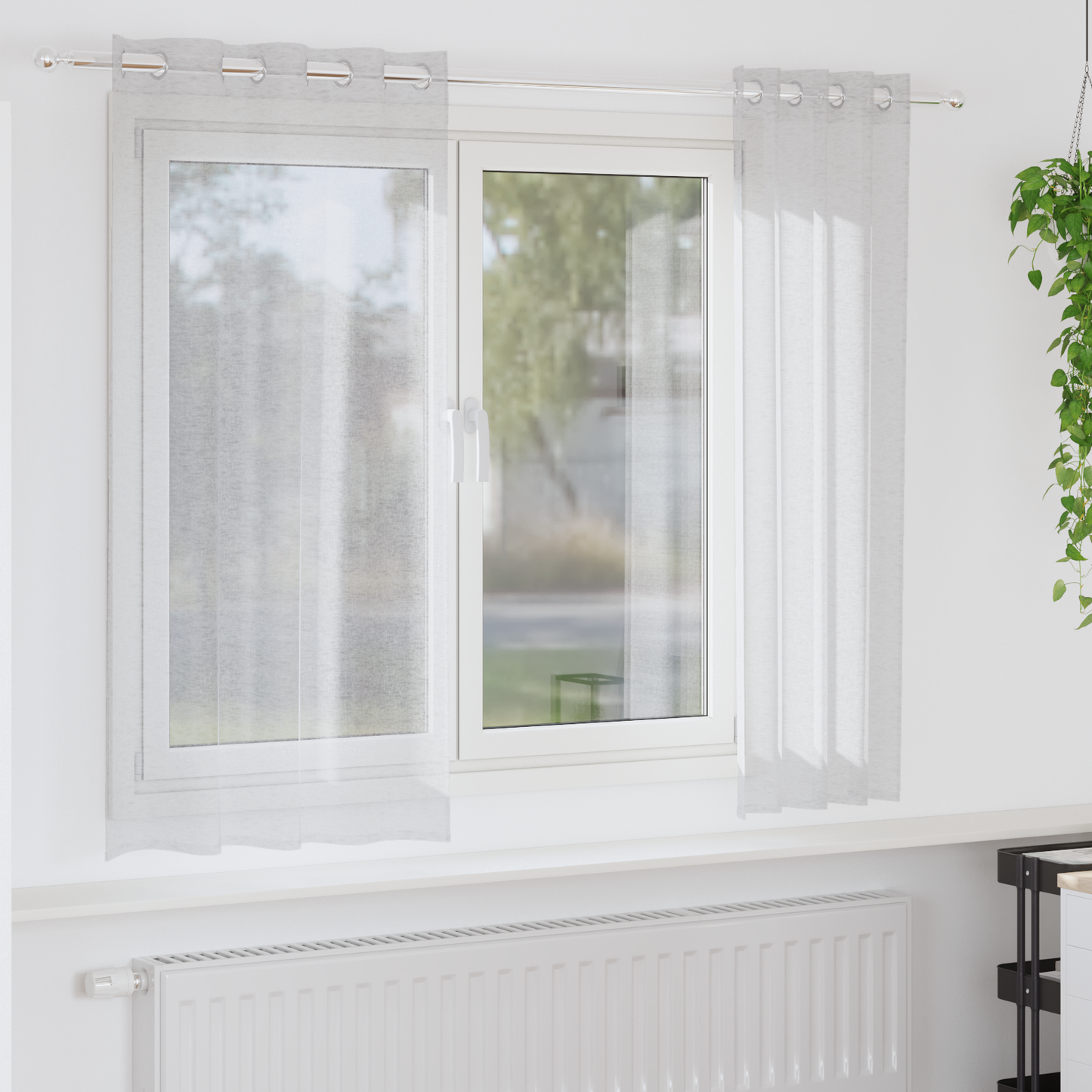 Voile Gardin med gardiner 2 pcs Lysegrå 175 x 140 cm Polyester