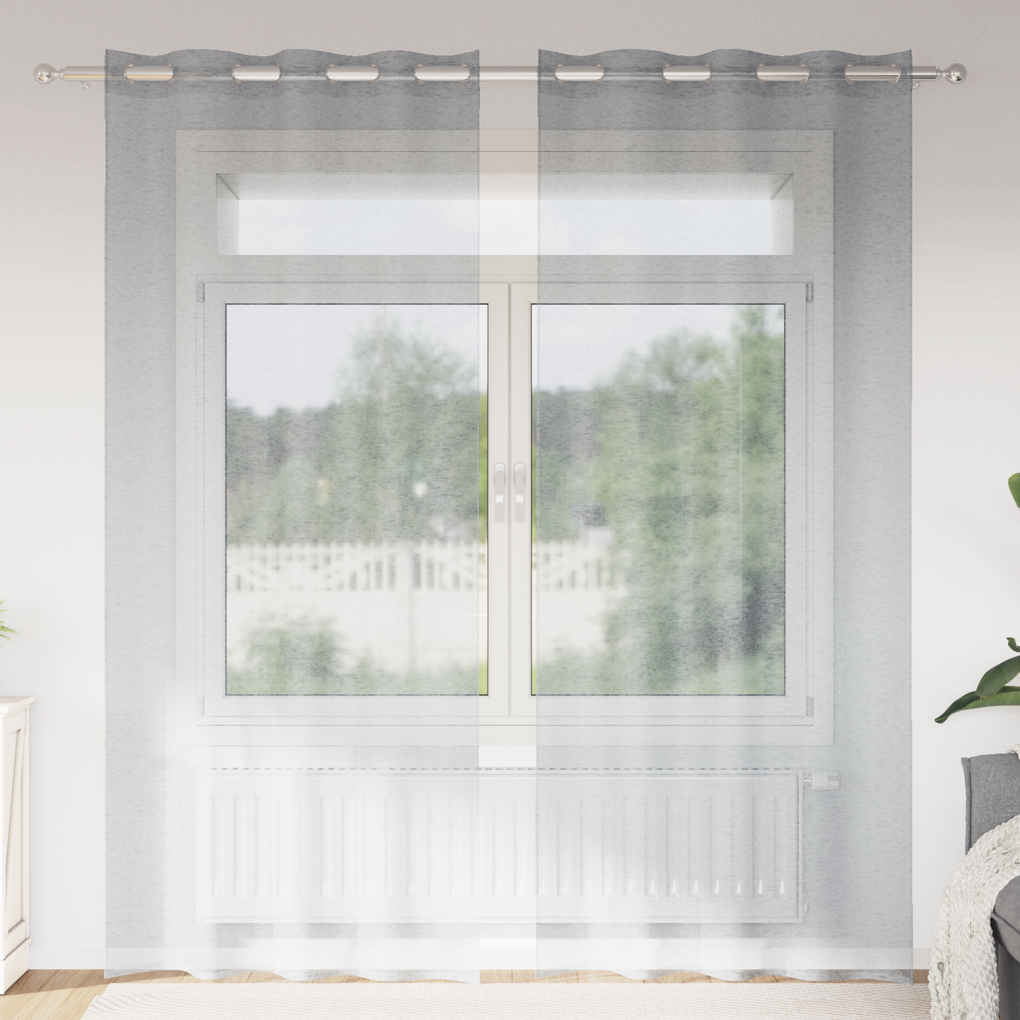 Voile Gardin med gardiner 2 pcs Mørkegrå 225 x 140 cm Polyester