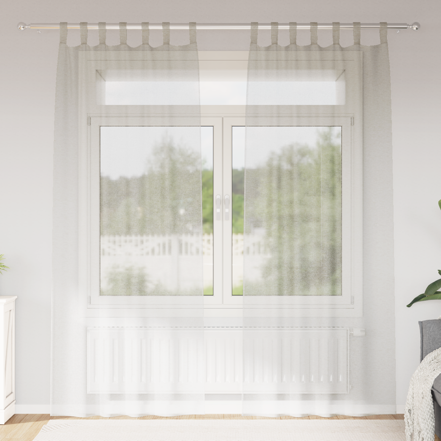 Voile Gardin med gardiner 2 pcs Krem 245 x 140 cm Polyester